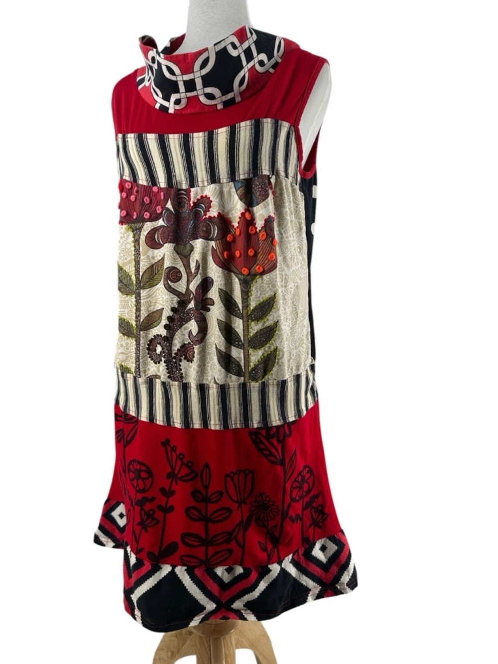 Savage Culture Boho Patchwork Tunic Dress Mini Sleeveless Lagelook Artsy Chic - Picture 8 of 10